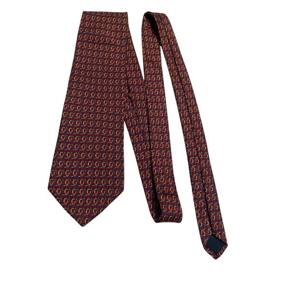 Brooks Brothers Makers Tie Men's Necktie Silk Chain Red Blue Yellow - Picture 6 of 6